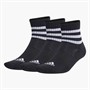adidas Mens 3-Stripes Cushioned Three Pack Mid Cut Crew Socks Black/White
