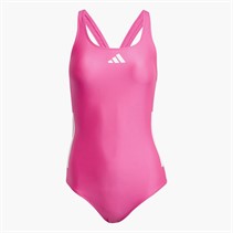 adidas Womens 3-Stripes C Back Swimsuit Shock Pink/White