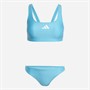 adidas Womens 3-Stripes V-back Bikini Lucid Cyan/White