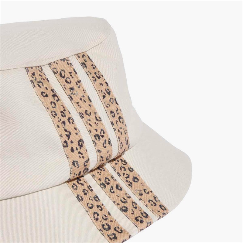 adidas Mens 3-Stripes Leopard Graphic Bucket Hat Beige/Black