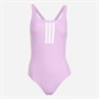 adidas Womens 3-Stripes V-Back Swimsuit Preloved Purple/White