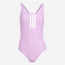 adidas Womens 3-Stripes V-Back Swimsuit Preloved Purple/White