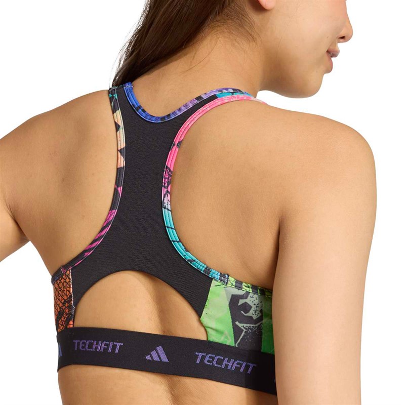 adidas Womens X Jeremy Scott Tank Top Medium Support Sports Bra Acid Yellow/Semi Lucid Fuchsia/Active Purple