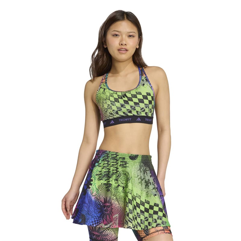 adidas Womens X Jeremy Scott Tank Top Medium Support Sports Bra Acid Yellow/Semi Lucid Fuchsia/Active Purple