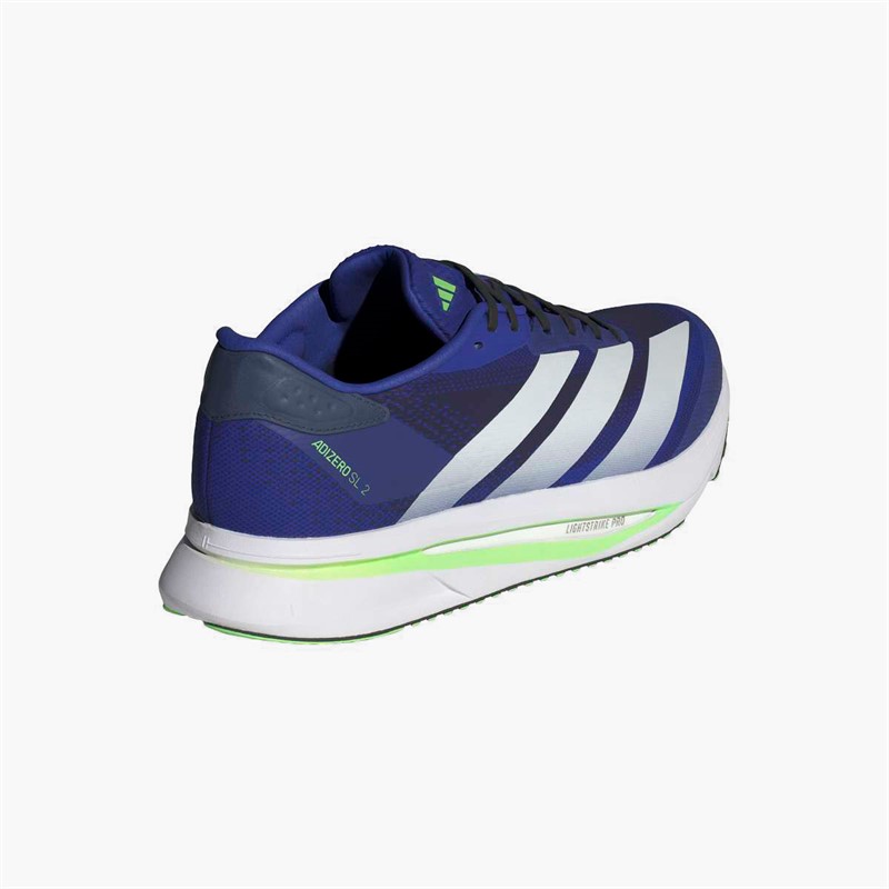 adidas Mens Adizero SL2 Neutral Running Shoes Lucid Blue/Cloud White/Lime Burst