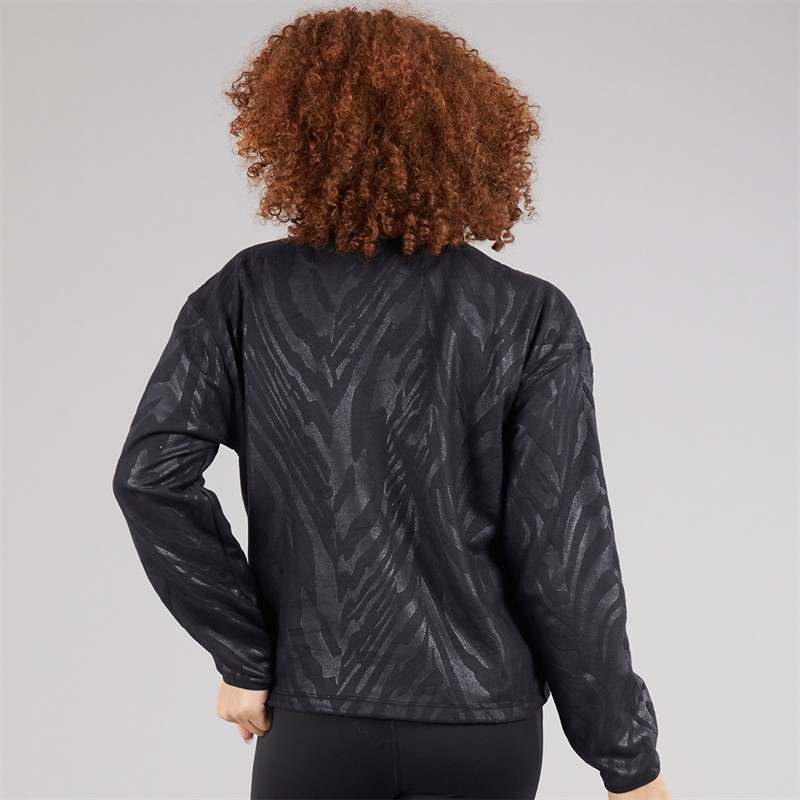 adidas Womens All Over Print Polar Fleece 1/4 Sweatshirt Black