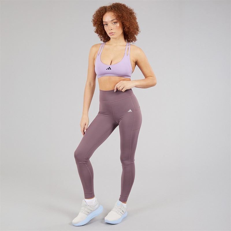 adidas Womens Aeroimpact Luxe Training Light Support Sports Bra Powder Plum