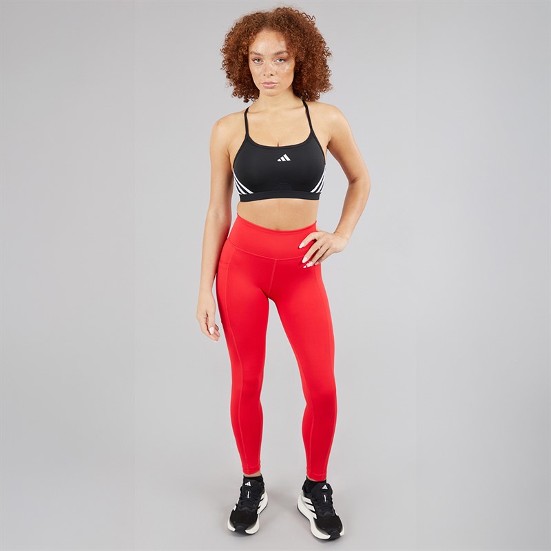 adidas Womens Aeroreact 3-Stripes Training Light Support Sports Bra Black/White