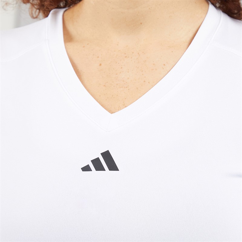 adidas Womens Aeroready Workout Essentials V-Neck T-Shirt White