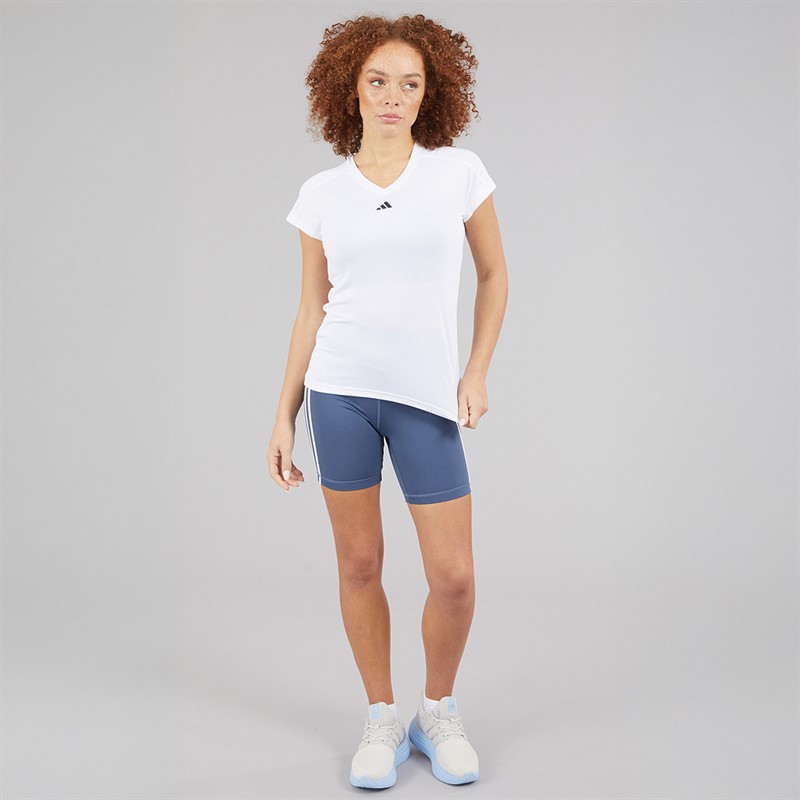 adidas Womens Aeroready Workout Essentials V-Neck T-Shirt White