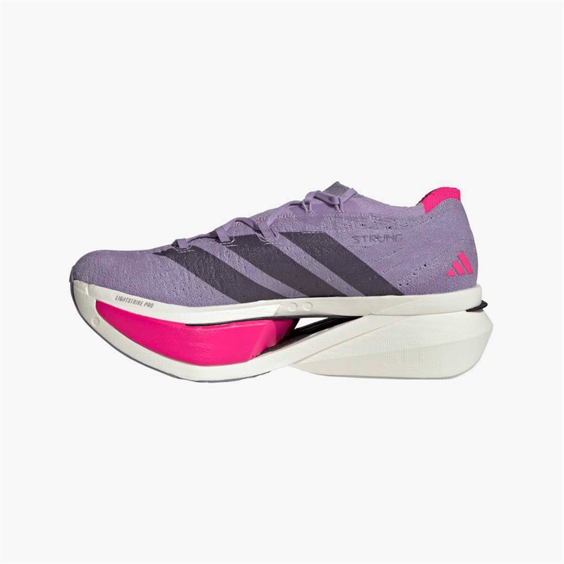 adidas Mens Adizero Prime X3 Strung Neutral Running Shoes Powder Plum/Aurora Black/Shock Pink