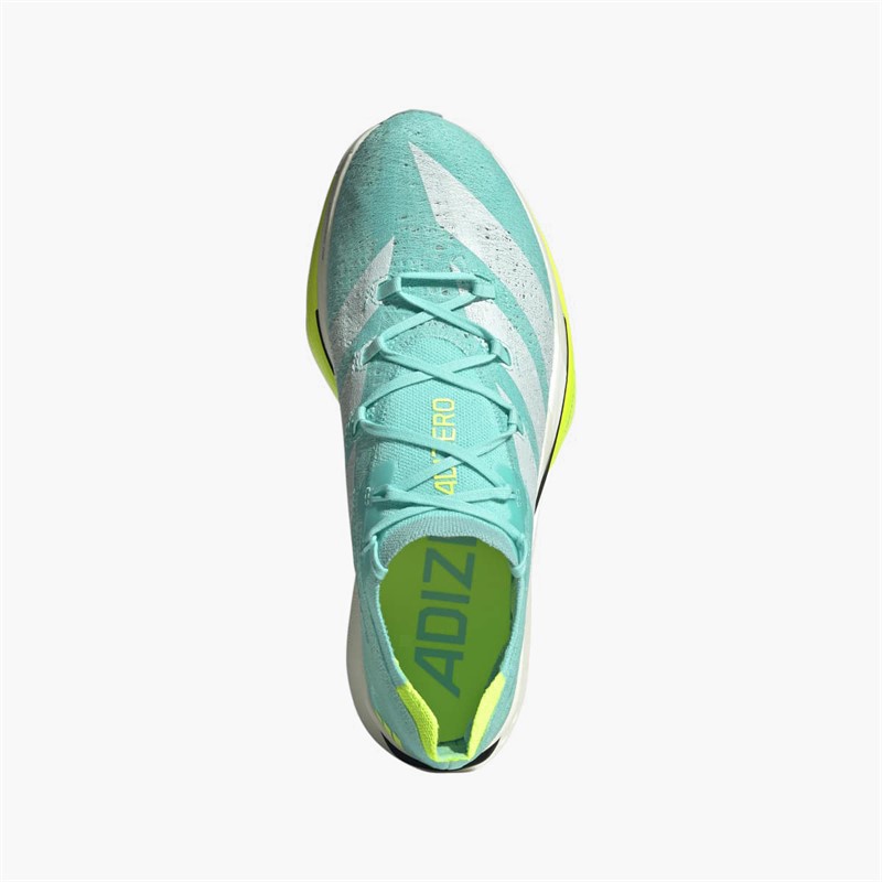 adidas Mens Adizero Prime X3 Strung Neutral Running Shoes Flash Aqua/Zero Metalic/Lucid Lemon