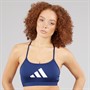 adidas Womens Aeroreact Graphic Light Support Bra Top Dark Blue