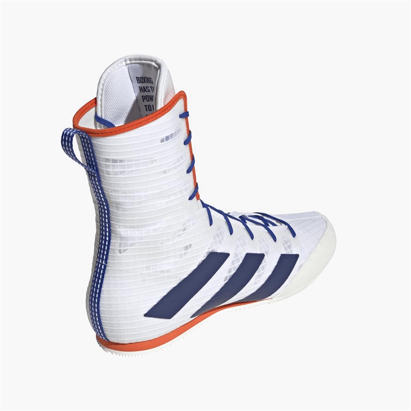 adidas Mens Box Hog 4 Boxing Shoes Cloud White/Dark Blue/Royal Blue