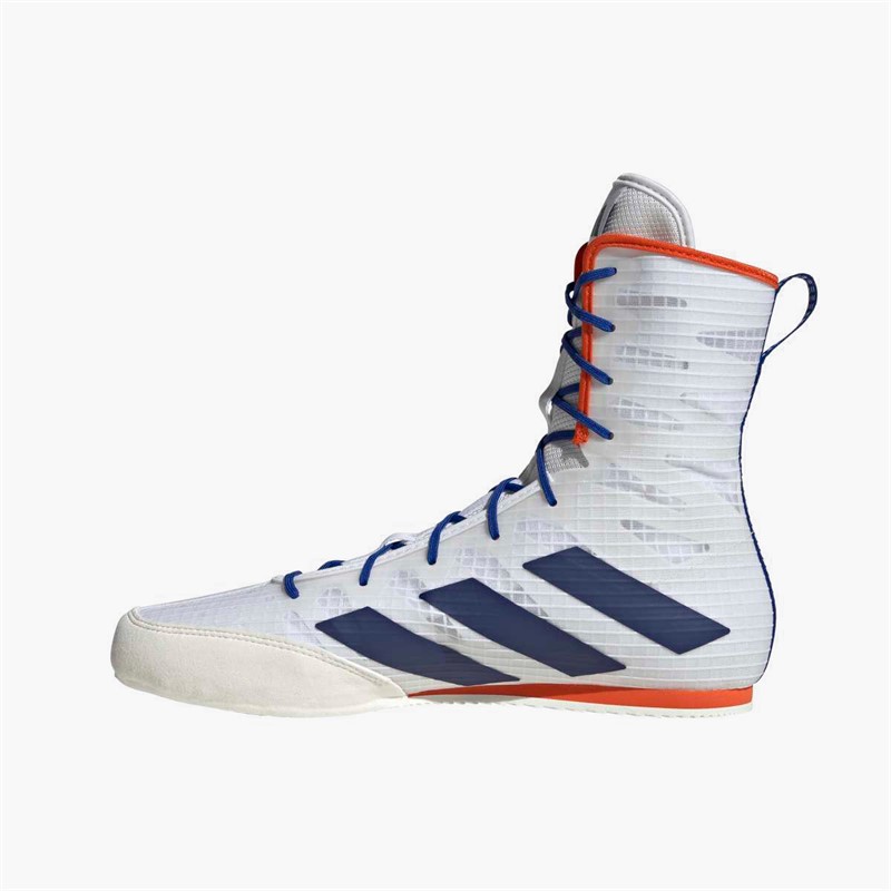 adidas Mens Box Hog 4 Boxing Shoes Cloud White/Dark Blue/Royal Blue