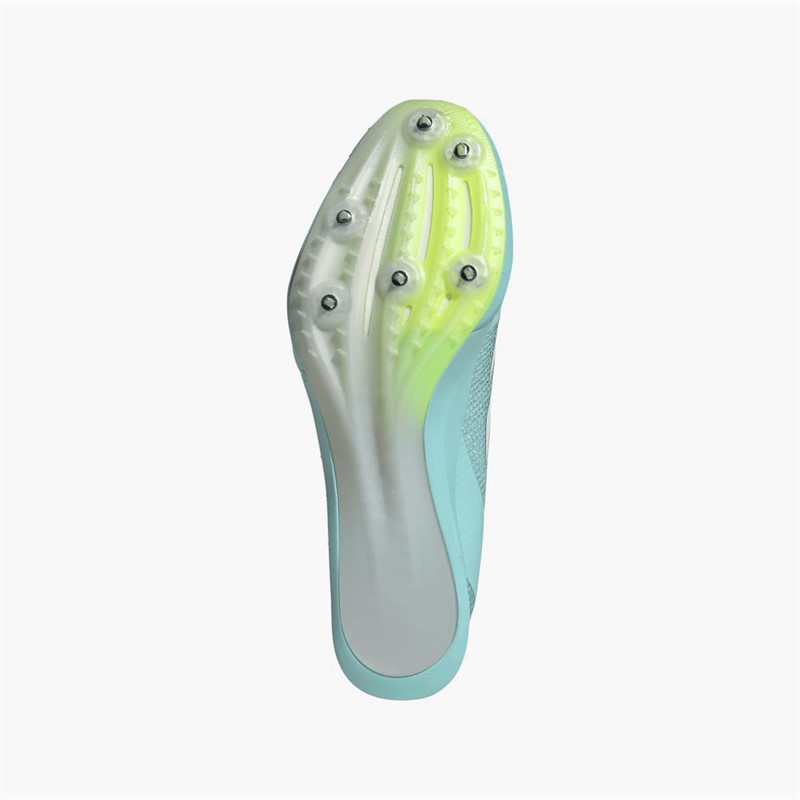 adidas Mens Adizero Finesse Sprinting Running Spikes Flash Aqua/Zero Metalic/Lucid Lemon