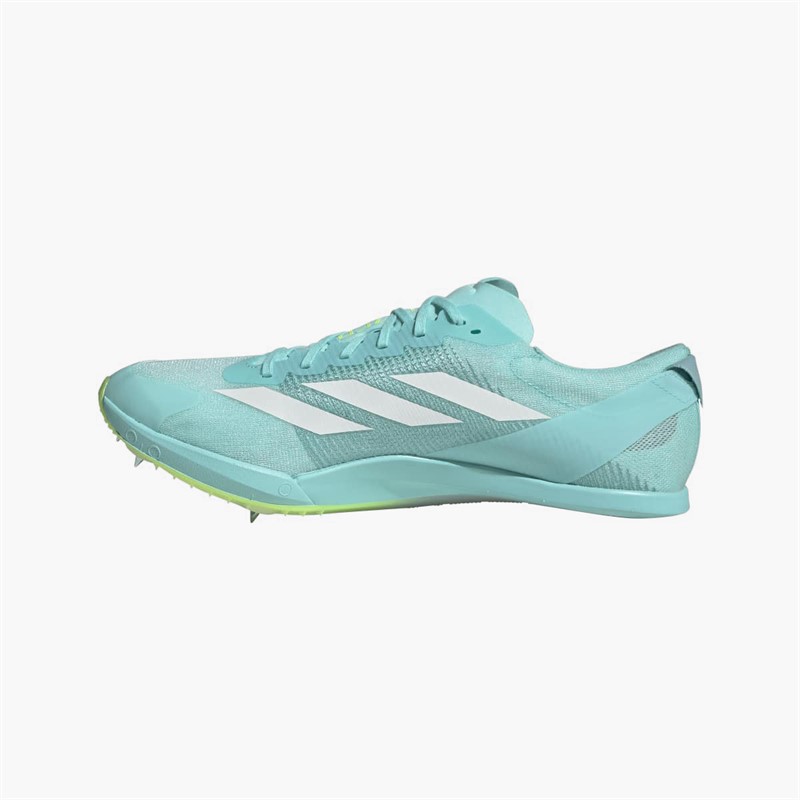 adidas Mens Adizero Finesse Sprinting Running Spikes Flash Aqua/Zero Metalic/Lucid Lemon