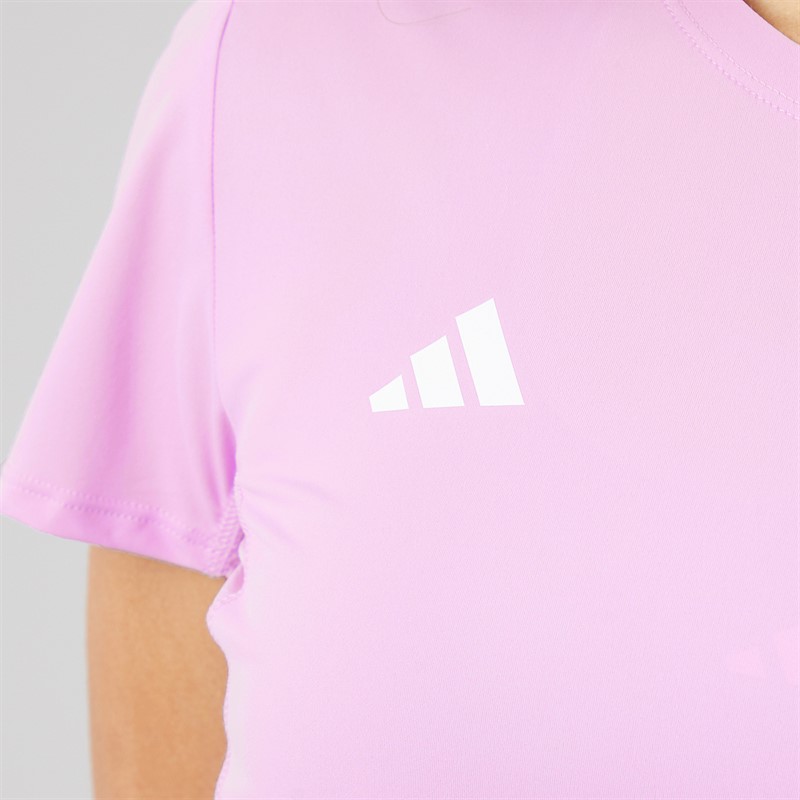 adidas Womens Adizero Essentials Running T-Shirt Powder Plum