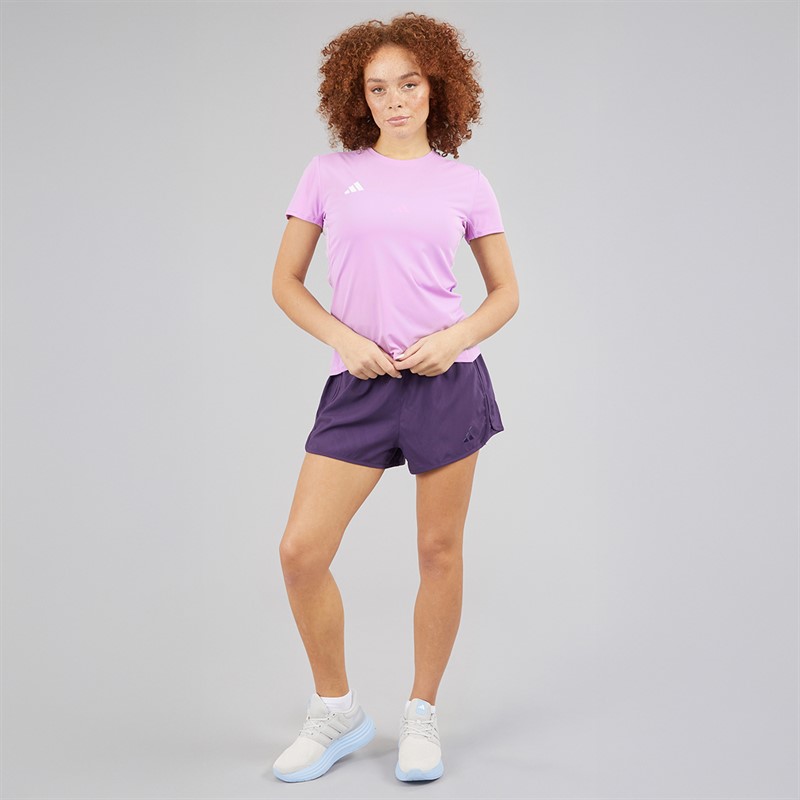 adidas Womens Adizero Essentials Running T-Shirt Powder Plum