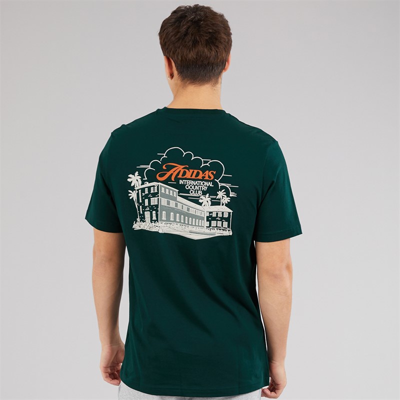 adidas Mens Country Club Scenic Back Graphic T-Shirt Aurora Ivy
