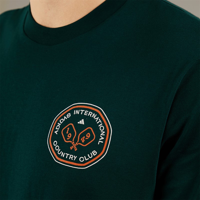 adidas Mens Country Club Scenic Back Graphic T-Shirt Aurora Ivy