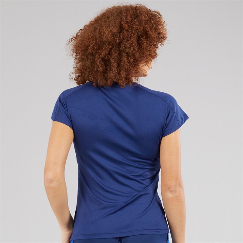 adidas Womens AEROREADY Workout Essentials V-Neck T-Shirt Dark Blue/White