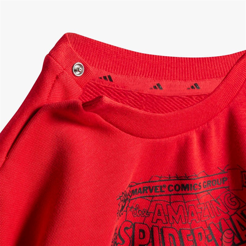 adidas Infant X Marvel Spiderman Sweatshirt And Joggers Set Pure Ruby/White