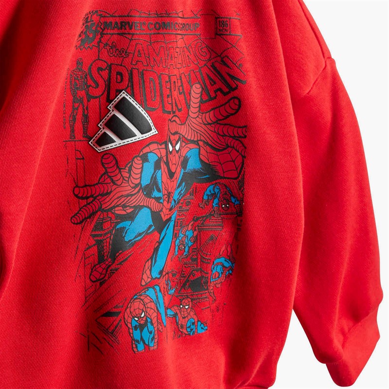 adidas Infant X Marvel Spiderman Sweatshirt And Joggers Set Pure Ruby/White