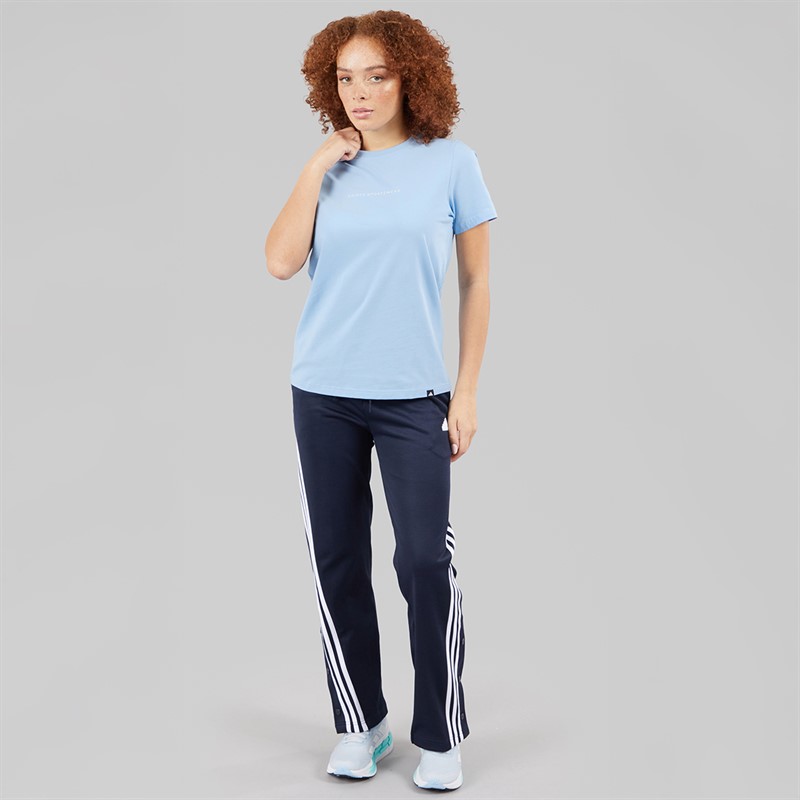 adidas Womens Codes Doodle Camp Back Graphic T-Shirt Glow Blue