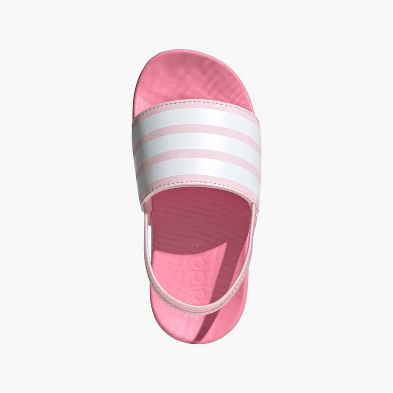 adidas Kids Adilette Estrap Sliders Clear Pink/Cloud White/Bliss Pink