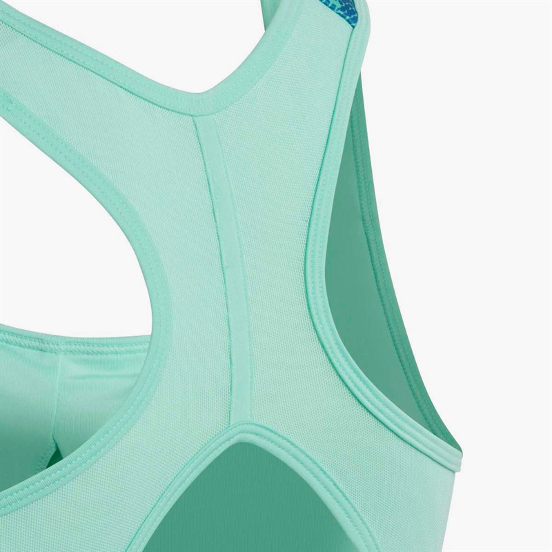 adidas Junior Girls Aeroready Powerreact Animal Print Padded Sports Bra Easy Green/Blue Fusion/White