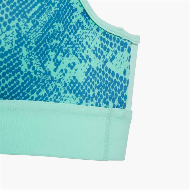 adidas Junior Girls Aeroready Powerreact Animal Print Padded Sports Bra Easy Green/Blue Fusion/White