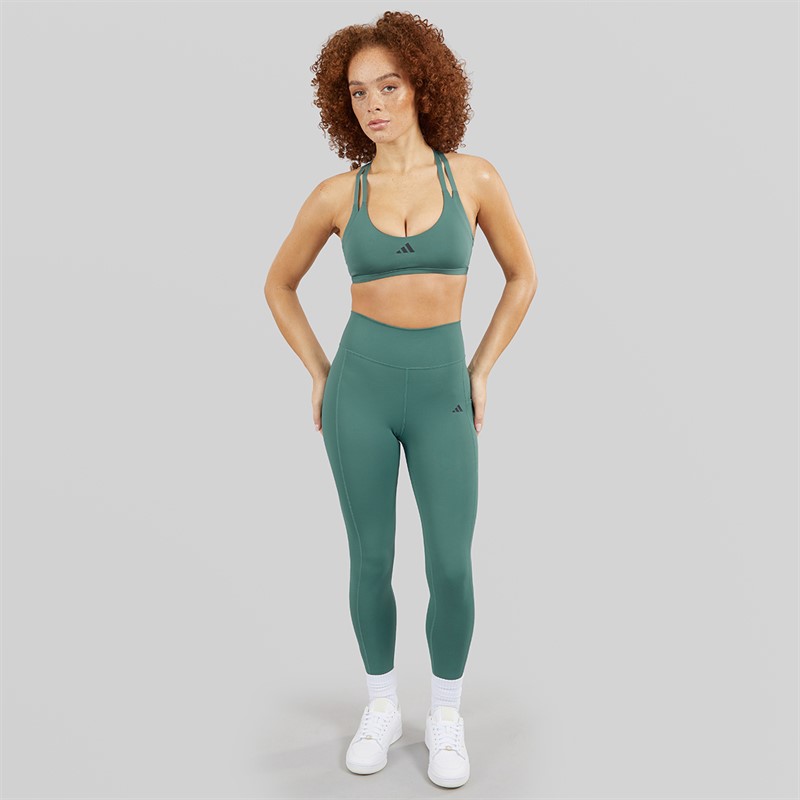 adidas Womens Aeroimpact Luxe Training Light Support Sports Bra Preloved Teal