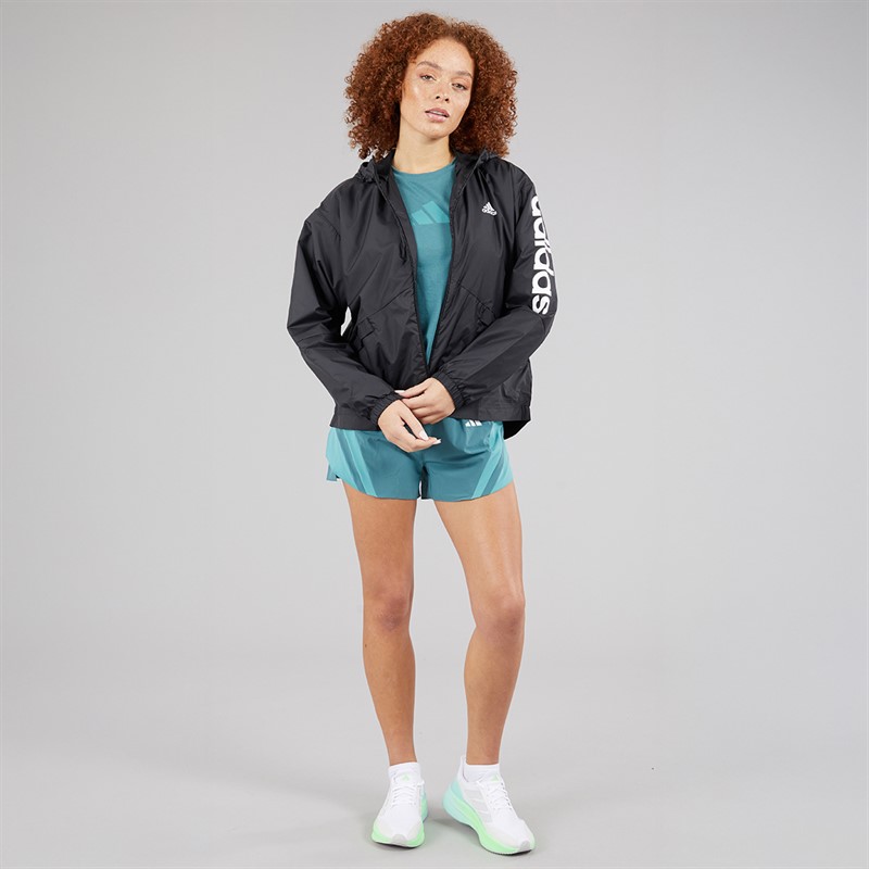 adidas Womens Essentials Logo Oversized Windbreaker Jacket Black/White