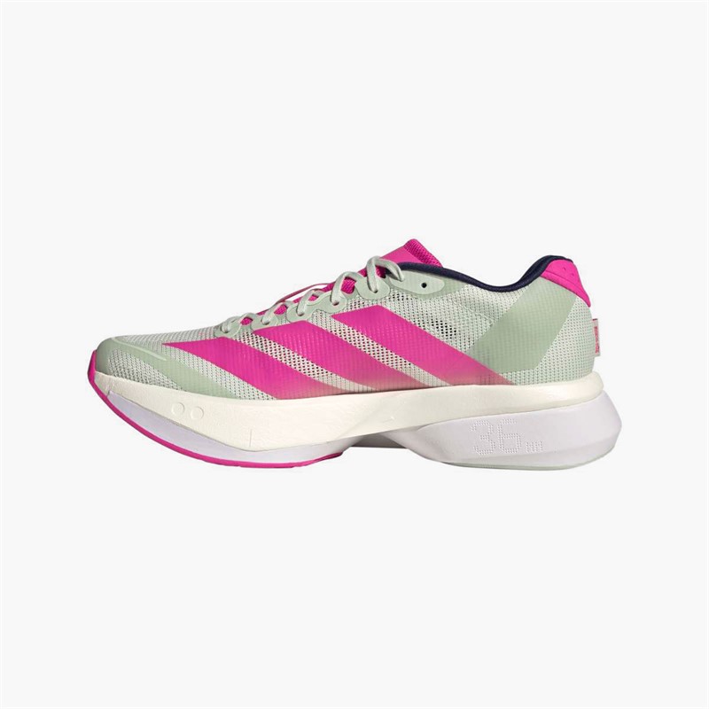 adidas Womens Adizero Boston 13 BMW Berlin Marathon 2025 Neutral Running Shoes Linen Green/Shock Pink/Dark Blue