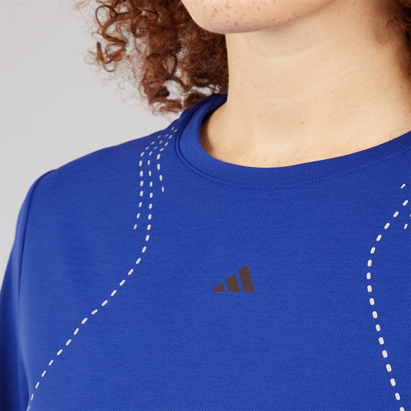 adidas Womens Designed For Training HEAT.RDY Hitt Training T-Shirt Semi Lucid Blue