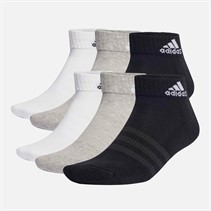 adidas Mens Cushioned Six Pack Ankle Socks Medium Grey Heather/White/Black