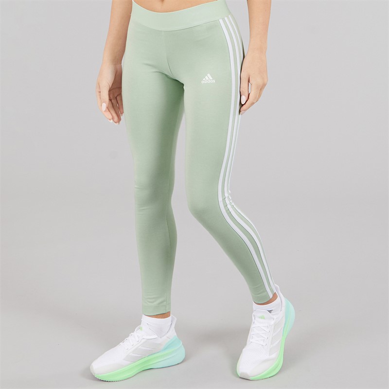 adidas Womens Essentials 3-Stripes Leggings Linen Green