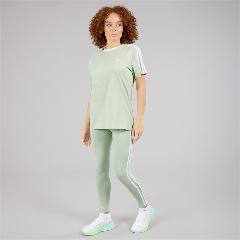 adidas Womens Essentials 3-Stripes Leggings Linen Green
