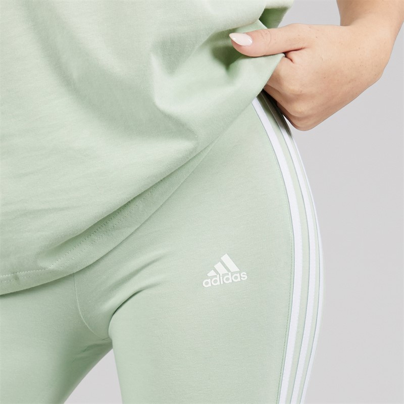 adidas Womens Essentials 3-Stripes Leggings Linen Green