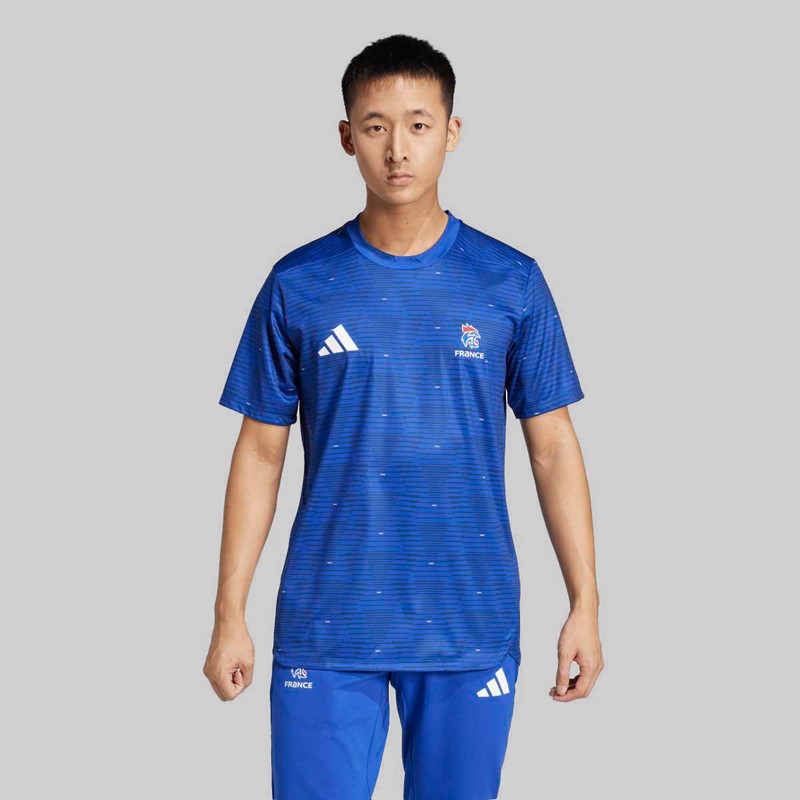 adidas Mens FFHB France Handball Training Jersey Semi Lucid Blue