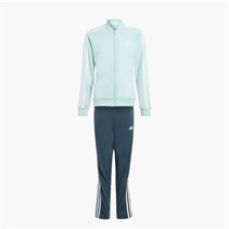 adidas Junior Girls Essentials 3-Stripes Tracksuit Semi Flash Aqua/White