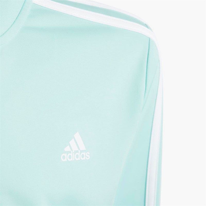 adidas Junior Girls Essentials 3-Stripes Tracksuit Semi Flash Aqua/White