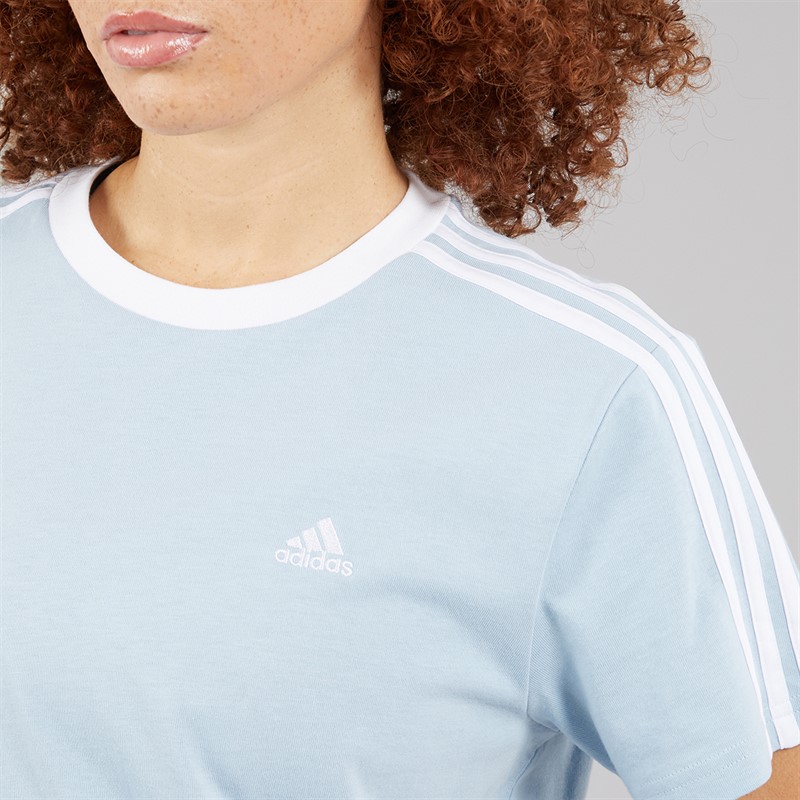 adidas Womens Essentials 3-Stripes T-Shirt Wonder Blue