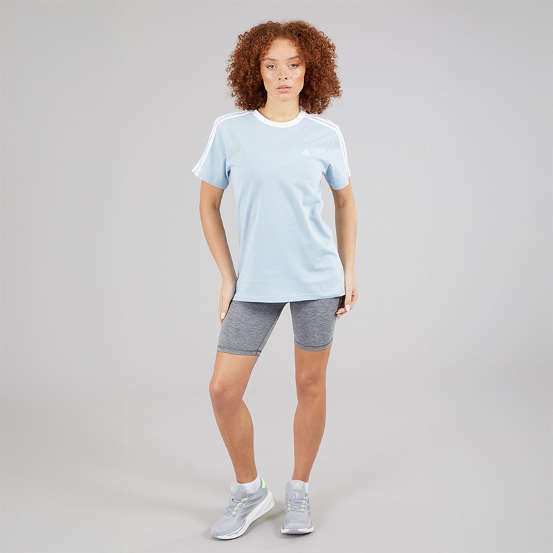 adidas Womens Essentials 3-Stripes T-Shirt Wonder Blue