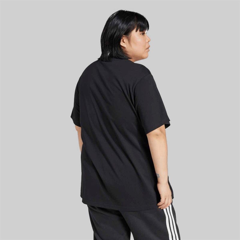 adidas Womens Essentials 3-Stripes T-Shirt (plus Size) Black/White
