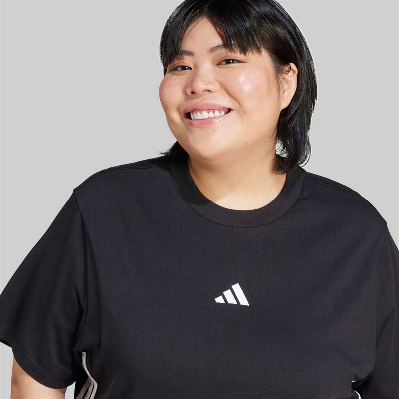 adidas Womens Essentials 3-Stripes T-Shirt (plus Size) Black/White