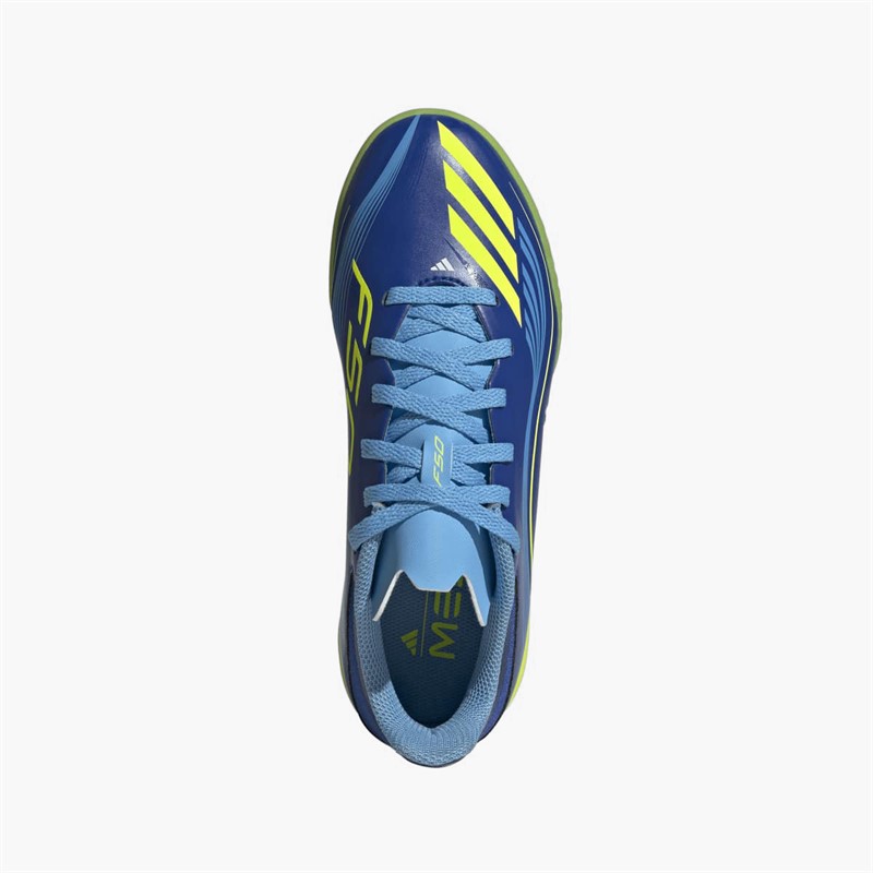 adidas Junior F50 League Messi TF Astro Football Boots Royal Blue/Solar Yellow/Semi Blue Burst