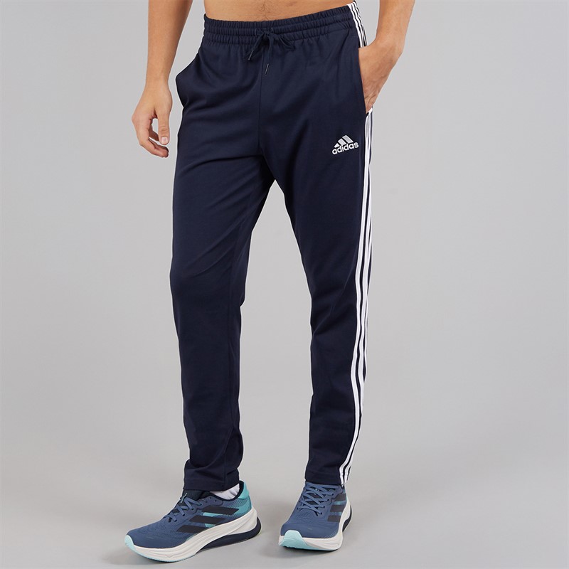 adidas Mens Essentials Tapered Open Hem 3-Stripes Track Pants Legend Ink/White