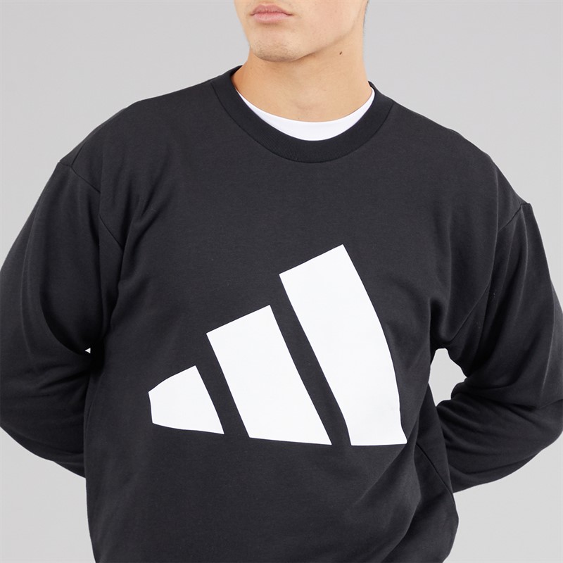 adidas Mens Essentials Big Logo French Terry Sweatshirt Black/White